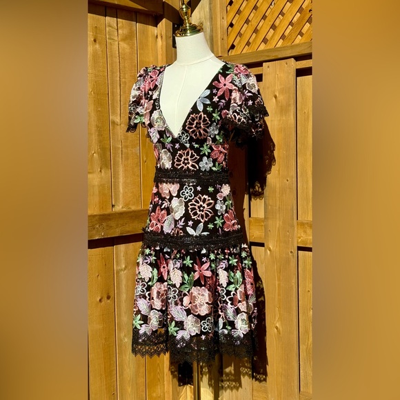 🆕 BRONX & BANCO 🧿NWOT Camille Floral Embroidered Tiered Midi Dress, Sz S / US4 - Picture 10 of 16